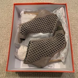 Ivanka Trump Grey Suede open toe heels Size 5